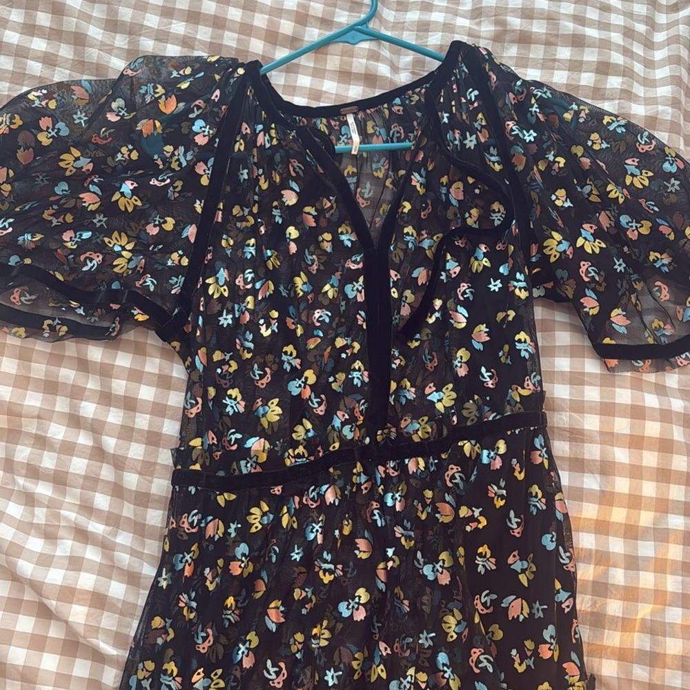 Free People Practical Magic Floral Print Mesh Dress Size S - Picture 2 of 5